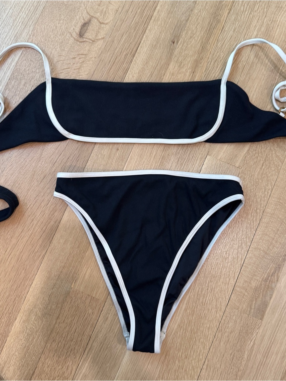 Black Bikini Set with White Trim - Picture 5 of 6